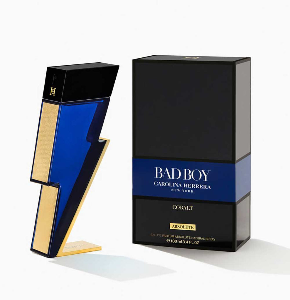 carolina herrera bad boy cobalt absolute perfume bottle and packaging 