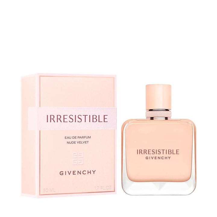 Givenchy Irresistible Nude Velvet perfume bottle and packaging on a white background
