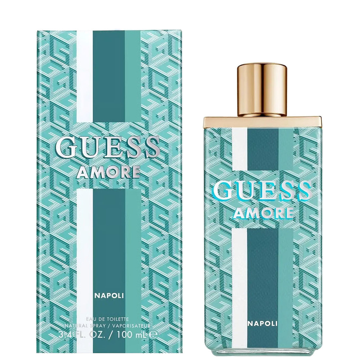 Guess Amore Napoli perfume bottle and packaging on a white background
