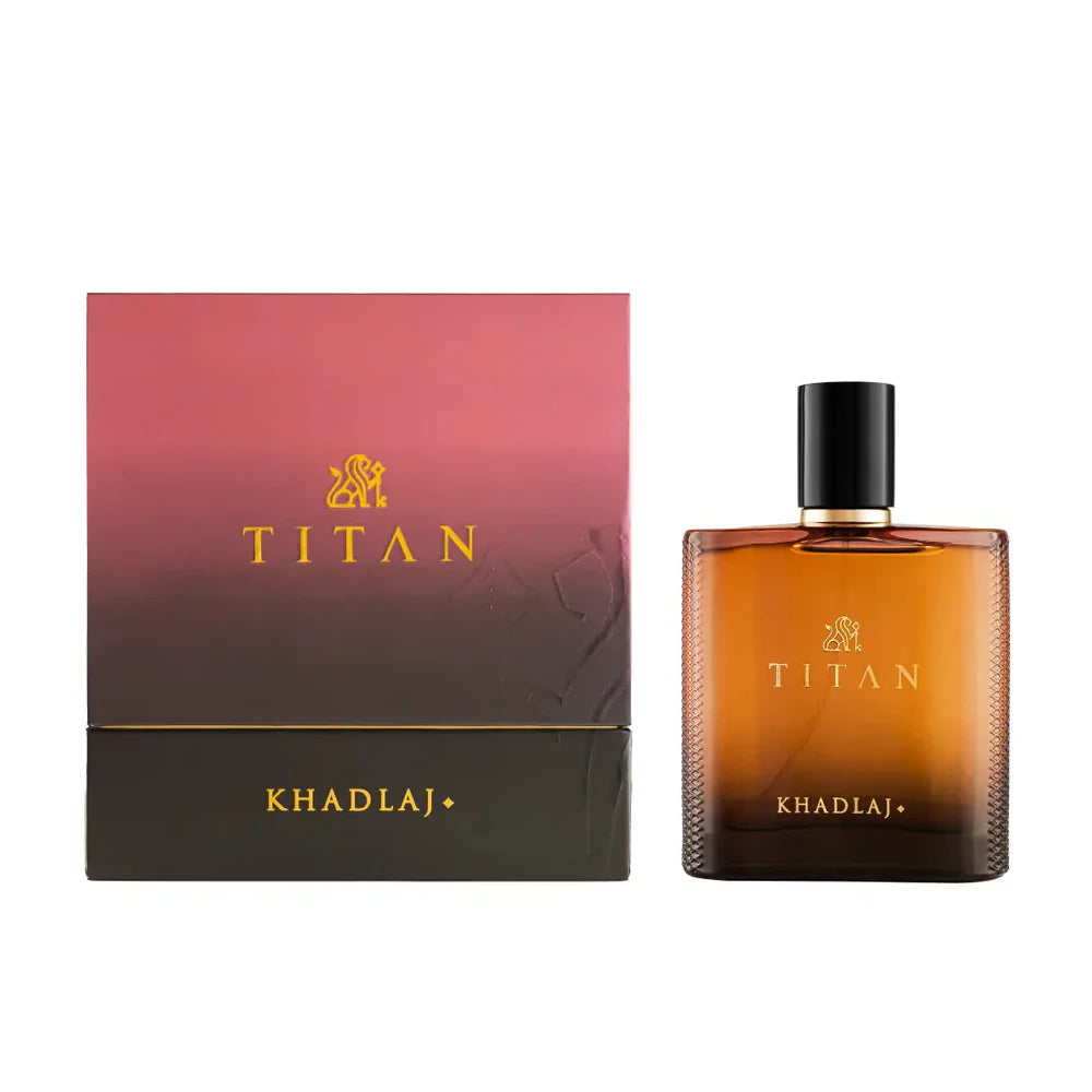 Titan Khadlaj perfume bottle and packaging on a white background