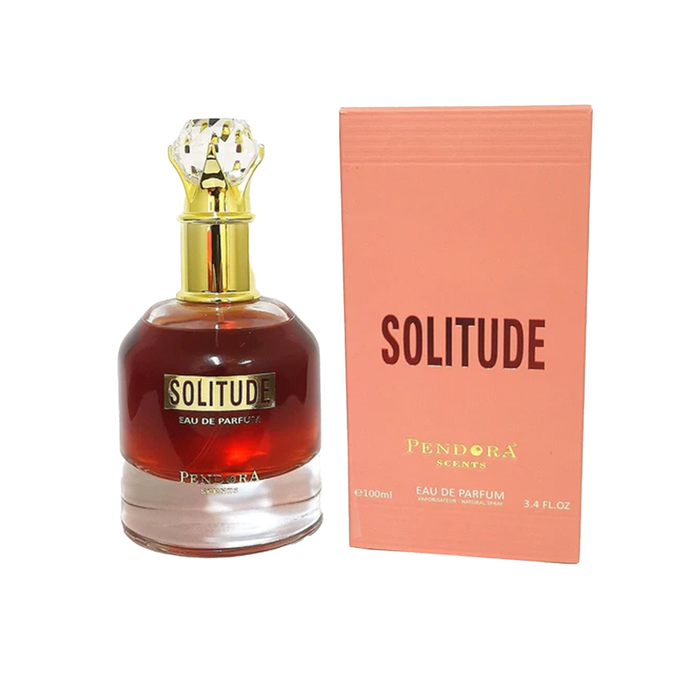Paris Corner Solitude Women edp Perfume bottle and packaging of 'Solitude' by Pandora on a white background